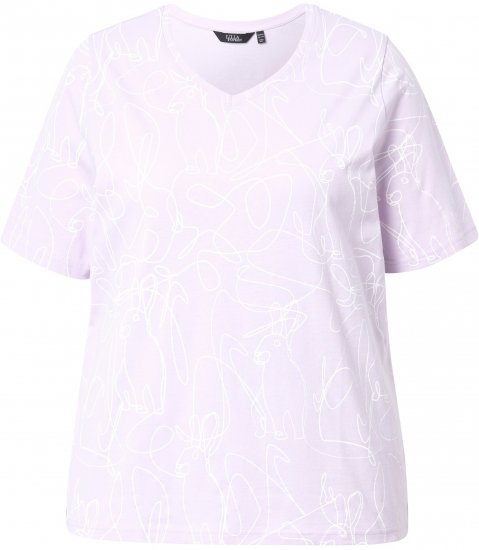Ulla Popken Abstract Animal Print Short Sleeve Tee Lavender - Печатни тениски за жени - 