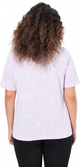 Ulla Popken Abstract Animal Print Short Sleeve Tee Lavender - Печатни тениски за жени - 