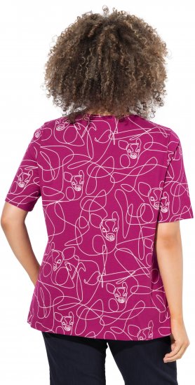 Ulla Popken Abstract Animal Print Short Sleeve Tee Magnolia Red - Печатни тениски за жени - 