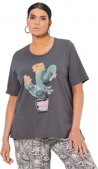 Ulla Popken Cactus Short Sleeve Graphic Tee Graphite Grey - Печатни тениски за жени - 