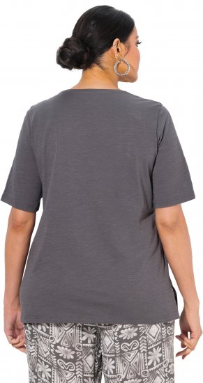 Ulla Popken Cactus Short Sleeve Graphic Tee Graphite Grey - Печатни тениски за жени - 