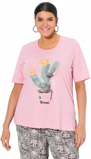 Ulla Popken Cactus Short Sleeve Graphic Tee Pink - Печатни тениски за жени - 