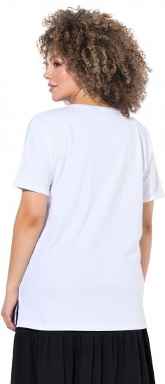 Ulla Popken Bow Short Sleeve Graphic Tee Snow White - Печатни тениски за жени - 