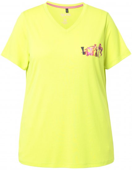 Ulla Popken Wild Antibacterial Short Sleeve Tee Lime - Тениски - 