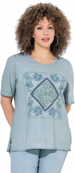 Ulla Popken Paisley Short Sleeve Graphic Tee Light Moss Green - Печатни тениски за жени - 