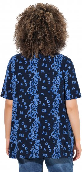 Ulla Popken Letter Print Short Sleeve Tee Navy - Печатни тениски за жени - 