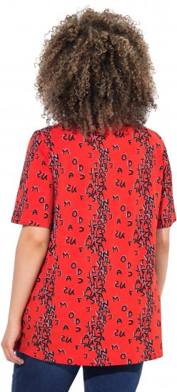 Ulla Popken Letter Print Short Sleeve Tee Red - Печатни тениски за жени - 