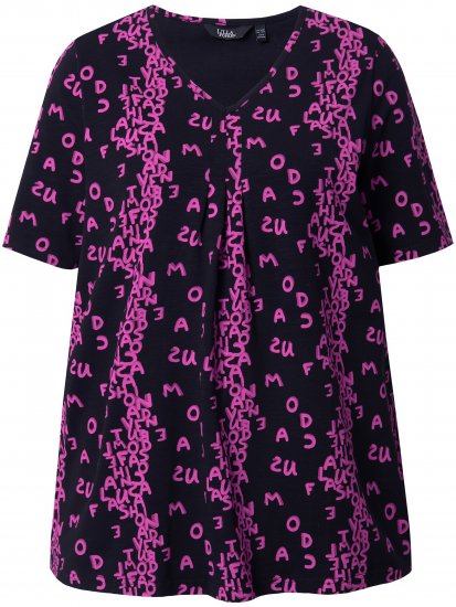 Ulla Popken Letter Print Short Sleeve Tee Magnolia Red - Печатни тениски за жени - 