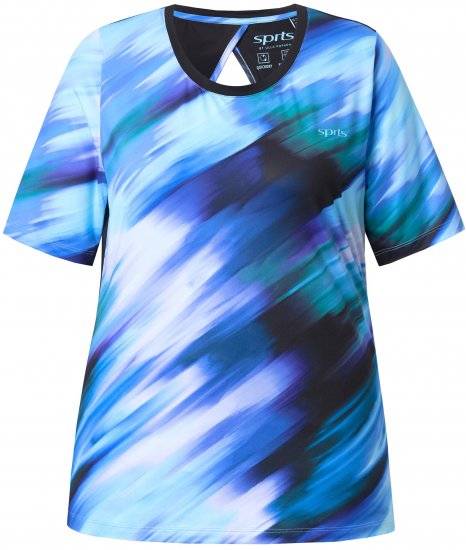 Ulla Popken Cutout Abstract Print Short Sleeve Tee Light Sapphire - Печатни тениски за жени - 