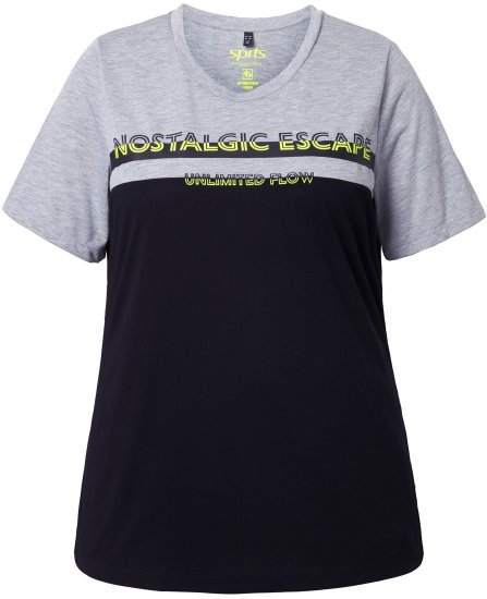 Ulla Popken Nostalgic Escape Performance T-Shirt Black - Печатни тениски за жени - 