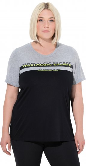 Ulla Popken Nostalgic Escape Performance T-Shirt Black - Печатни тениски за жени - 