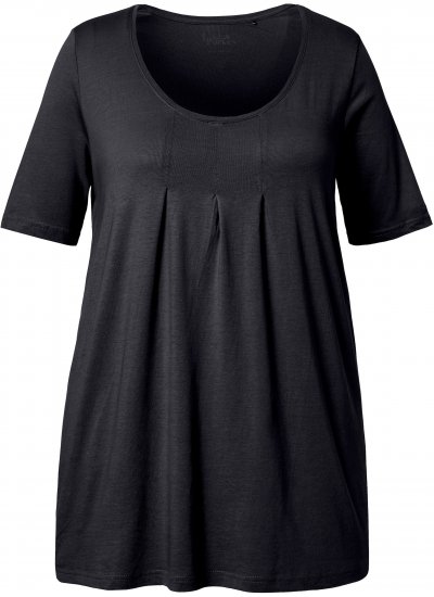 Ulla Popken Essential Front Pleat Tee Black - Тениски - 