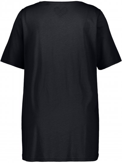 Ulla Popken Essential Front Pleat Tee Black - Тениски - 