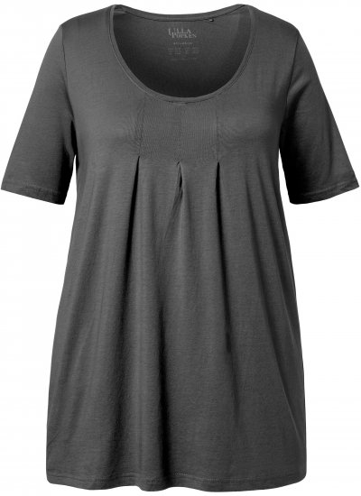 Ulla Popken Essential Front Pleat Tee Graphite Grey - Тениски - 