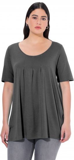 Ulla Popken Essential Front Pleat Tee Graphite Grey - Тениски - 