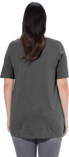 Ulla Popken Essential Front Pleat Tee Graphite Grey - Тениски - 