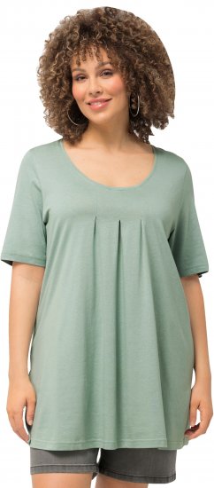 Ulla Popken Essential Front Pleat Tee Light Moss Green - Тениски - 