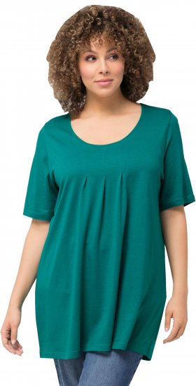Ulla Popken Essential Front Pleat Tee Dark Emerald - Тениски - 