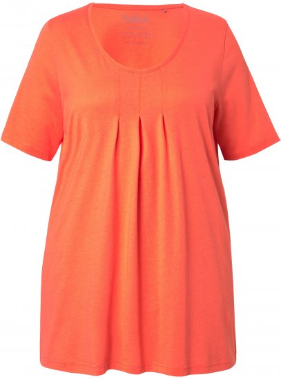 Ulla Popken Essential Front Pleat Tee Pink Coral - Тениски - 