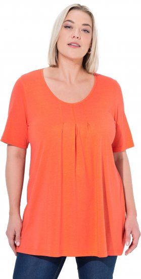 Ulla Popken Essential Front Pleat Tee Pink Coral - Тениски - 