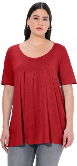 Ulla Popken Essential Front Pleat Tee Poppy - Тениски - 