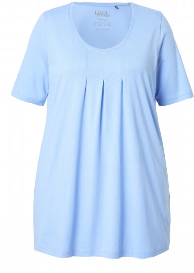 Ulla Popken Essential Front Pleat Tee Light Blue - Тениски - 