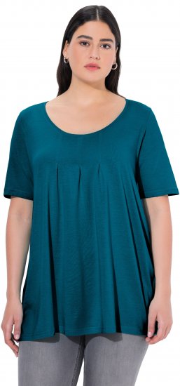 Ulla Popken Essential Front Pleat Tee Cerulean - Тениски - 