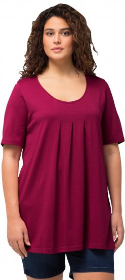 Ulla Popken Essential Front Pleat Tee Magnolia Red - Тениски - 