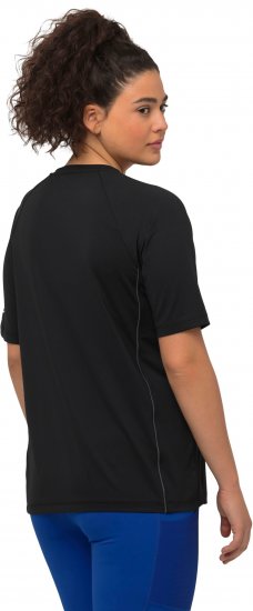 Ulla Popken Piping Accent Functional UVP 50+ Stretch Knit Top Black - Тениски - 