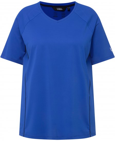 Ulla Popken Piping Accent Functional UVP 50+ Stretch Knit Top Royal Blue - Тениски - 