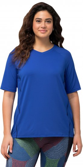 Ulla Popken Piping Accent Functional UVP 50+ Stretch Knit Top Royal Blue - Тениски - 