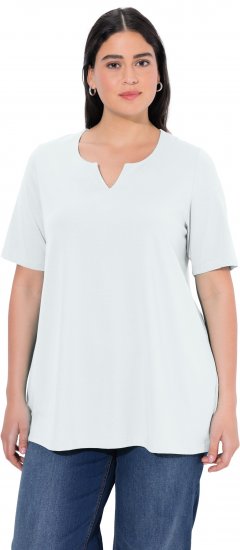 Ulla Popken Essential Notch Neck Stretch Tee Snow White - Тениски - 