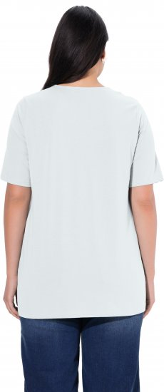 Ulla Popken Essential Notch Neck Stretch Tee Snow White - Тениски - 