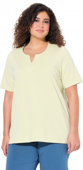 Ulla Popken Essential Notch Neck Stretch Tee Pistachio - Тениски - 