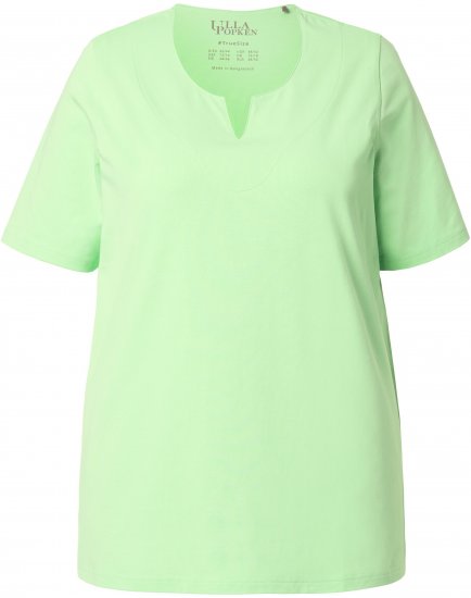 Ulla Popken Essential Notch Neck Stretch Tee Light Green - Тениски - 