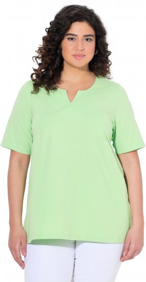 Ulla Popken Essential Notch Neck Stretch Tee Light Green - Тениски - 