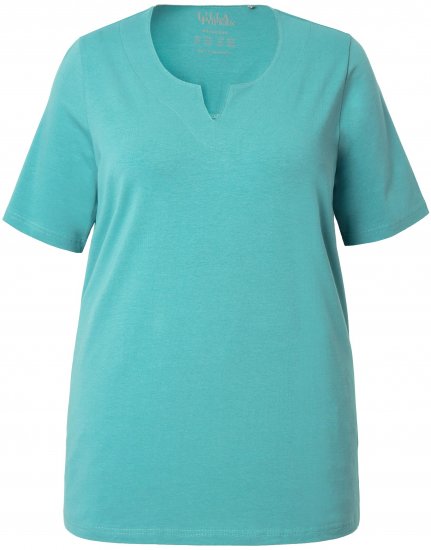 Ulla Popken Essential Notch Neck Stretch Tee Pale Green - Тениски - 