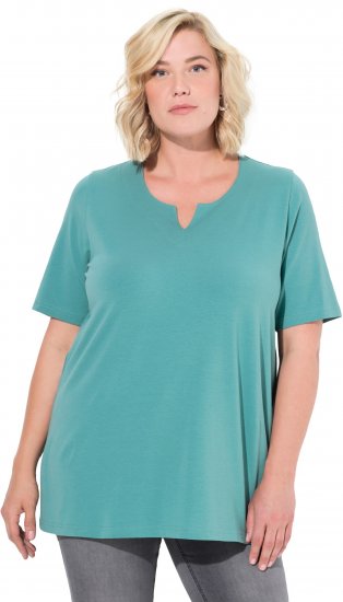 Ulla Popken Essential Notch Neck Stretch Tee Pale Green - Тениски - 