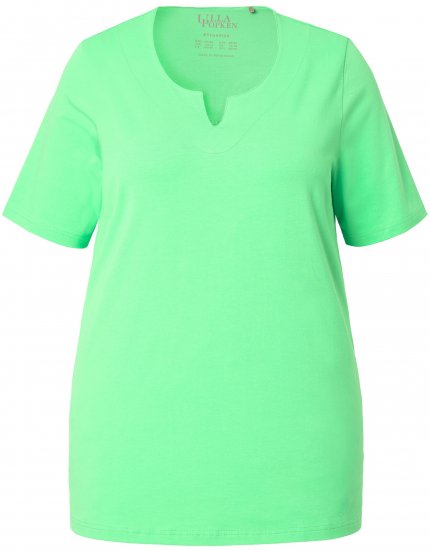 Ulla Popken Essential Notch Neck Stretch Tee Mint Green - Тениски - 