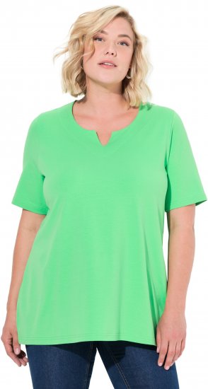 Ulla Popken Essential Notch Neck Stretch Tee Mint Green - Тениски - 