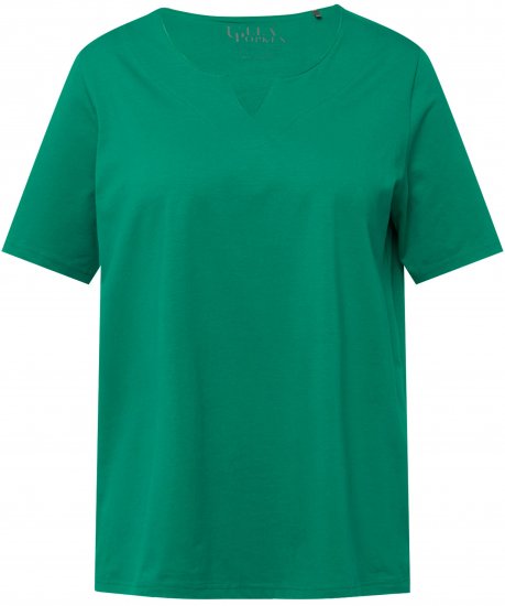 Ulla Popken Essential Notch Neck Stretch Tee Emerald Green - Тениски - 