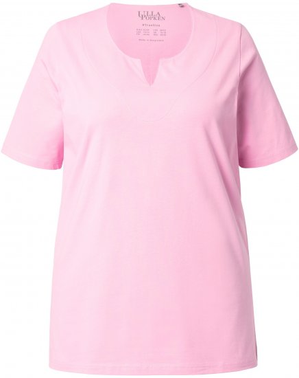 Ulla Popken Essential Notch Neck Stretch Tee Pink - Тениски - 