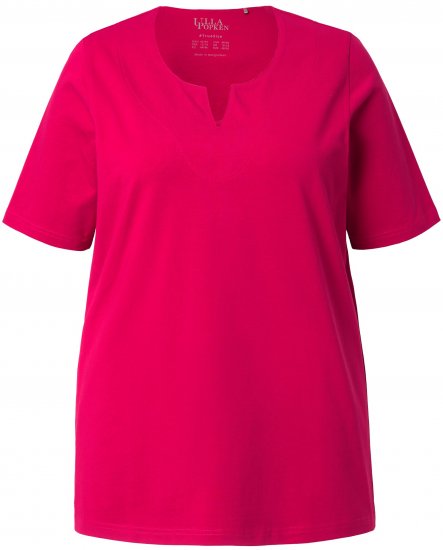 Ulla Popken Essential Notch Neck Stretch Tee Dark Raspberry - Тениски - 