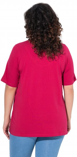 Ulla Popken Essential Notch Neck Stretch Tee Dark Raspberry - Тениски - 