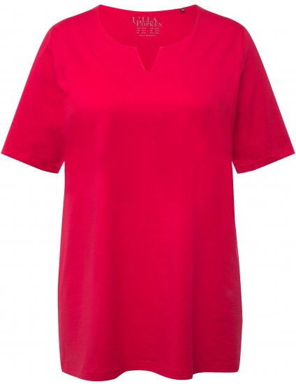Ulla Popken Essential Notch Neck Stretch Tee Red - Тениски - 