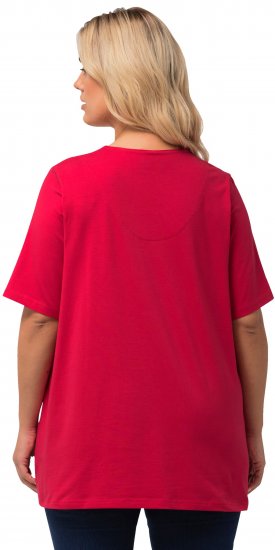 Ulla Popken Essential Notch Neck Stretch Tee Red - Тениски - 