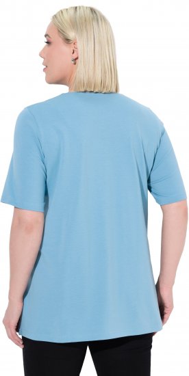 Ulla Popken Essential Notch Neck Stretch Tee Light Teal - Тениски - 