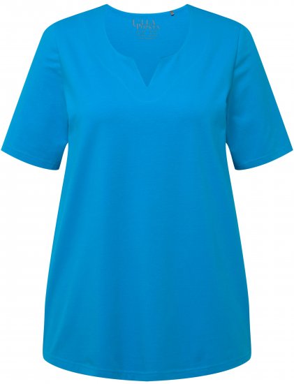Ulla Popken Essential Notch Neck Stretch Tee Sapphire Blue - Тениски - 