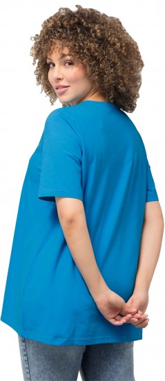 Ulla Popken Essential Notch Neck Stretch Tee Sapphire Blue - Тениски - 