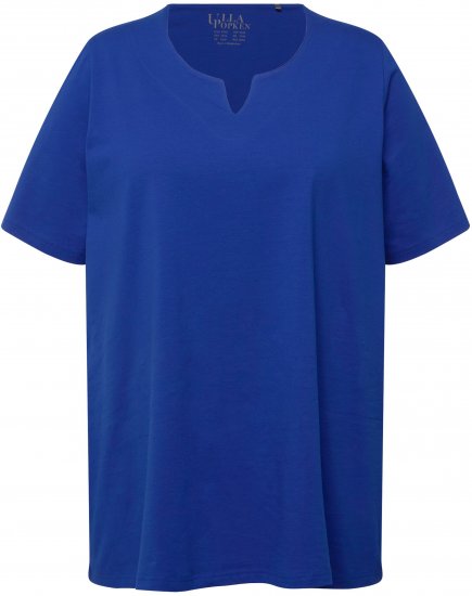 Ulla Popken Essential Notch Neck Stretch Tee Cobalt Blue - Тениски - 